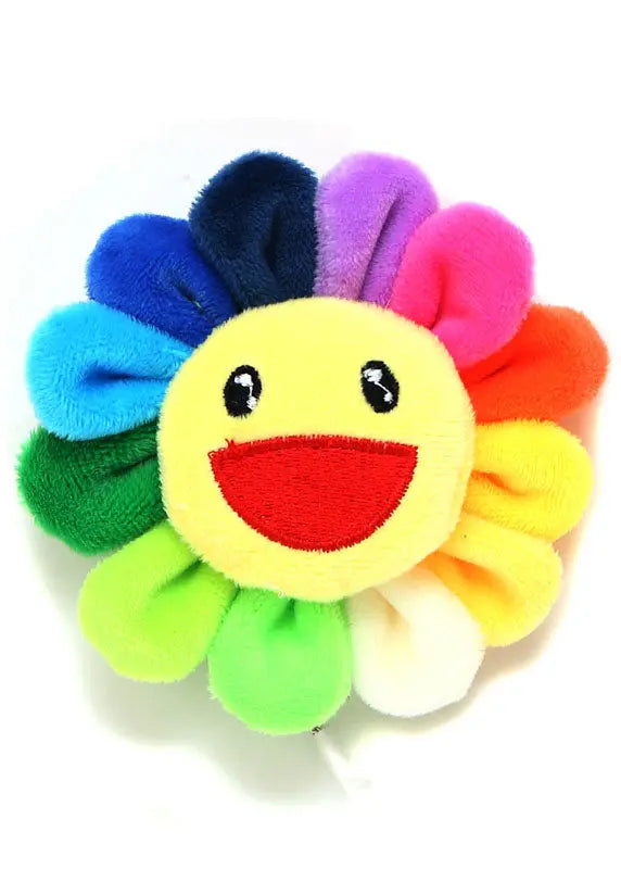 Beautiful Rainbow Fuzzy Fur Fluffy Sunflowers Brooches Ada Fashion