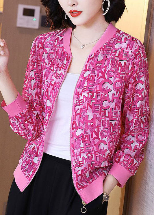 Beautiful Rose V Neck Letter Print Silk Coats Summer LY0349 - fabuloryshop