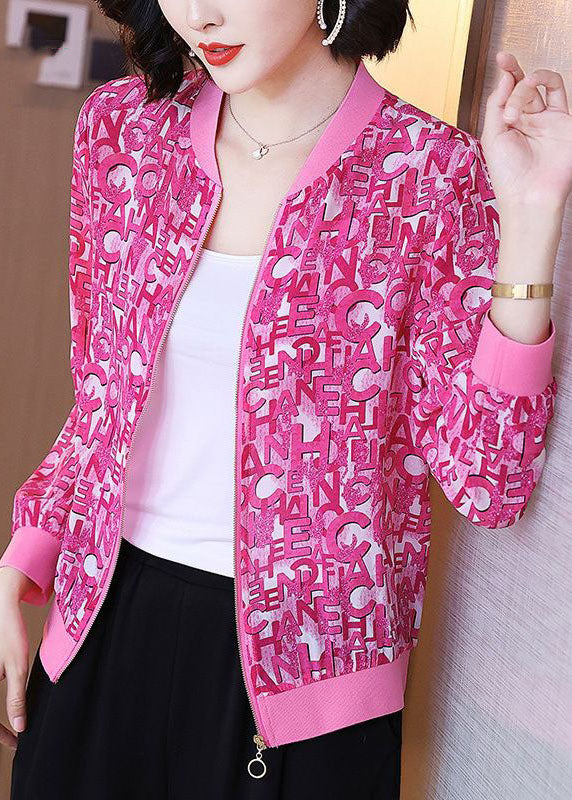 Beautiful Rose V Neck Letter Print Silk Coats Summer LY0349 - fabuloryshop