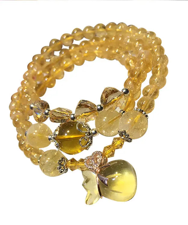 Beautiful Yellow Crystal Rosary Multi Loop Charm Bracelet Ada Fashion