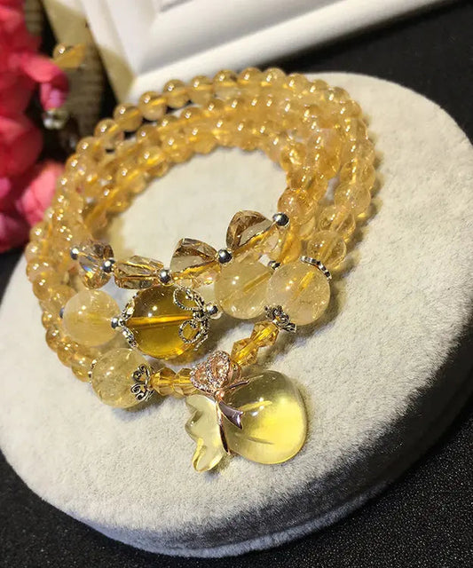 Beautiful Yellow Crystal Rosary Multi Loop Charm Bracelet Ada Fashion