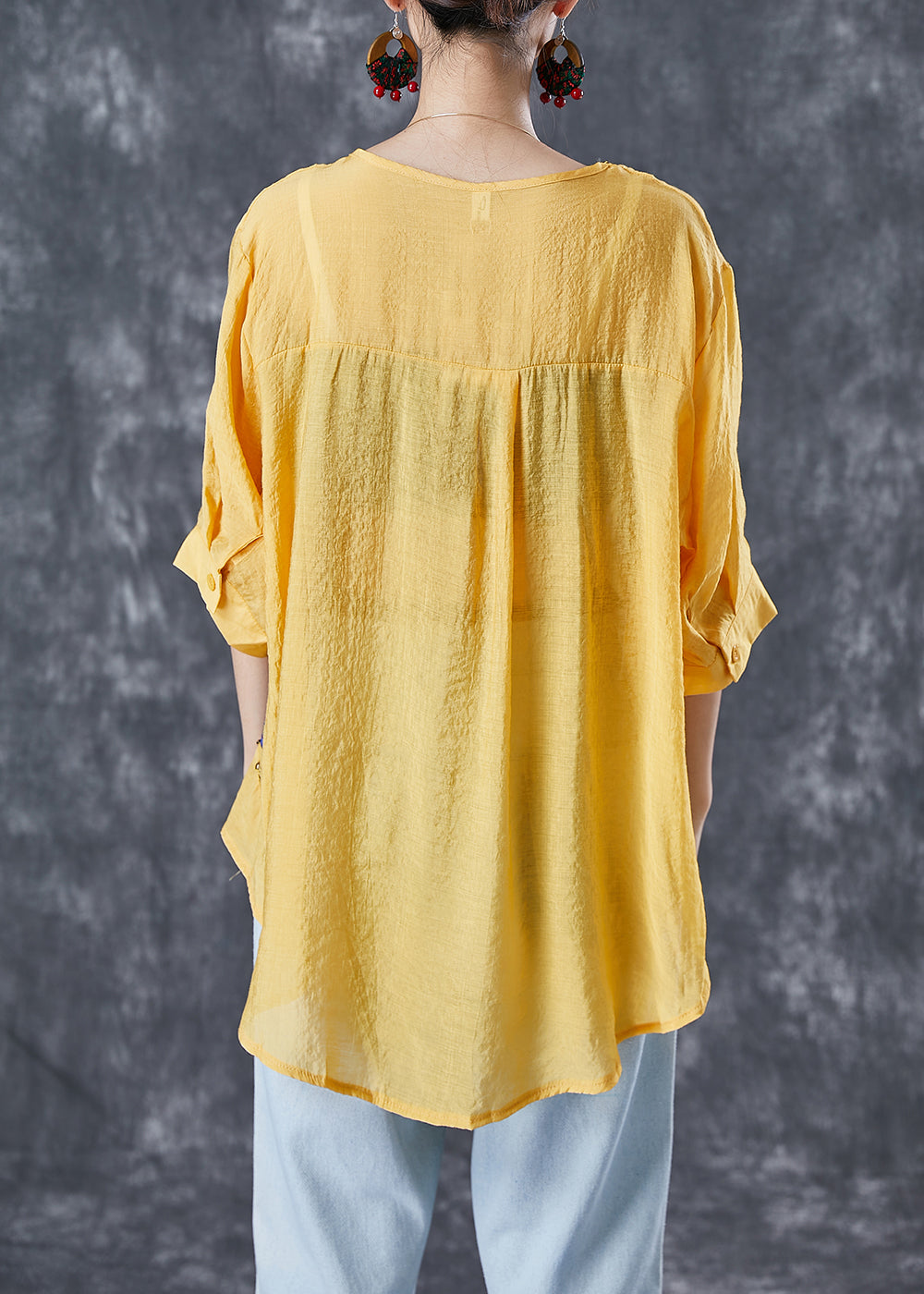 Beautiful Yellow Oversized Patchwork Rivet Cotton Tank Summer Ada Fashion