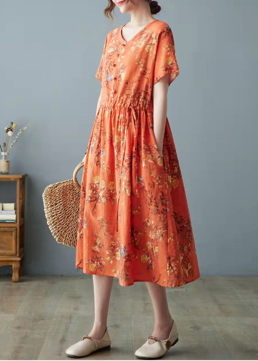 Orange Pockets Causal Dress - fabuloryshop