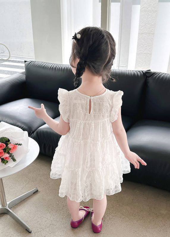 Beige O-Neck Bow Girls Maxi Dress Summer LY6434 - fabuloryshop