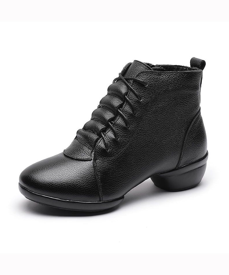 Black Ankle Boots Chunky Faux Leather New Splicing Zippered Ada Fashion