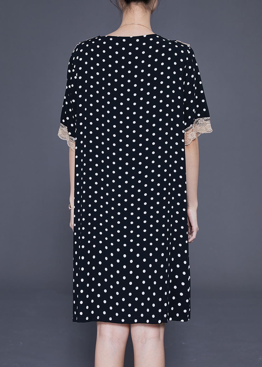 Black Dot Print Cotton Vacation Dresses Oversized Summer LY3619 - fabuloryshop