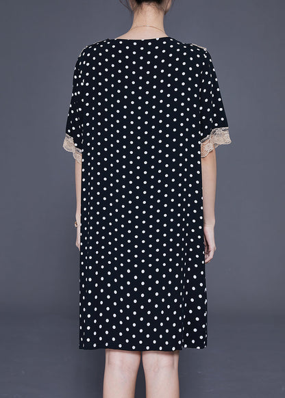 Black Dot Print Cotton Vacation Dresses Oversized Summer LY3619 - fabuloryshop