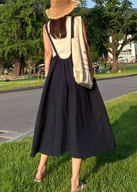 Black Drawstring Long Beach Dress Sleeveless LY2090 - fabuloryshop