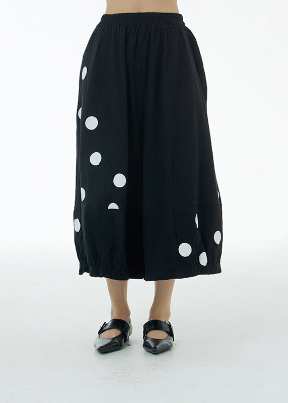 Black Elastic Waist Cotton Wide Leg Pants LY1176 - fabuloryshop