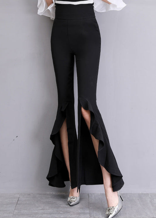 Black High Waist Bell Bottomed Trousers Summer LY0163 - fabuloryshop