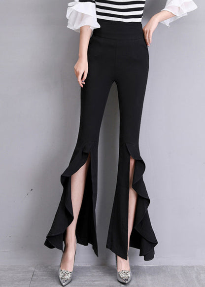 Black High Waist Bell Bottomed Trousers Summer LY0163 - fabuloryshop