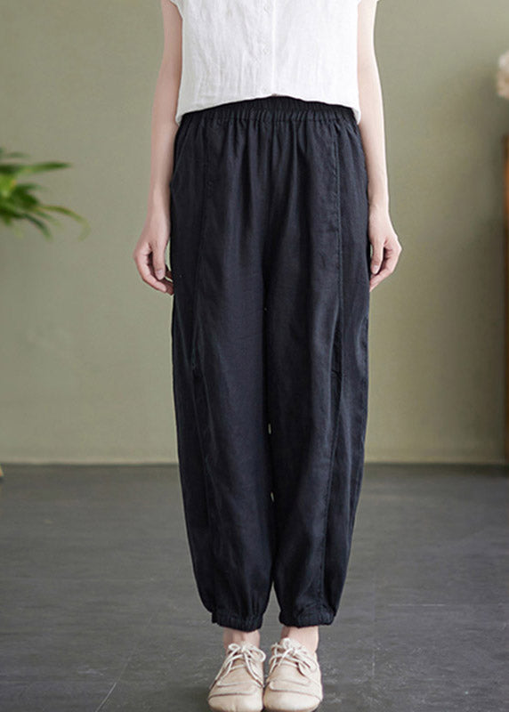 Black High Waist Cozy Solid Crop Pants LY4643 - fabuloryshop