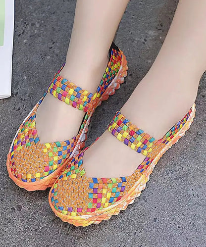 Black Knit Fabric Comfortable Splicing Flat Feet Shoes Ada Fashion