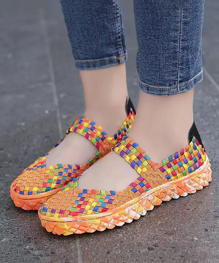 Black Knit Fabric Comfortable Splicing Flat Feet Shoes Ada Fashion