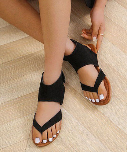 Black Peep Toe Beach Hiking Sandals Suede Splicing Rivet LY2687 - fabuloryshop