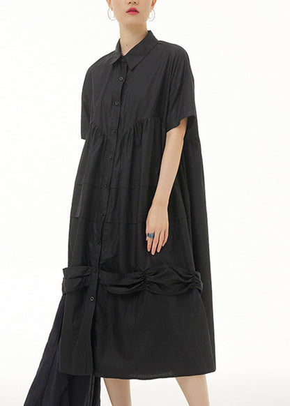 Black Peter Pan Collar Cozy Vacation Long Dresses LY1191 - fabuloryshop