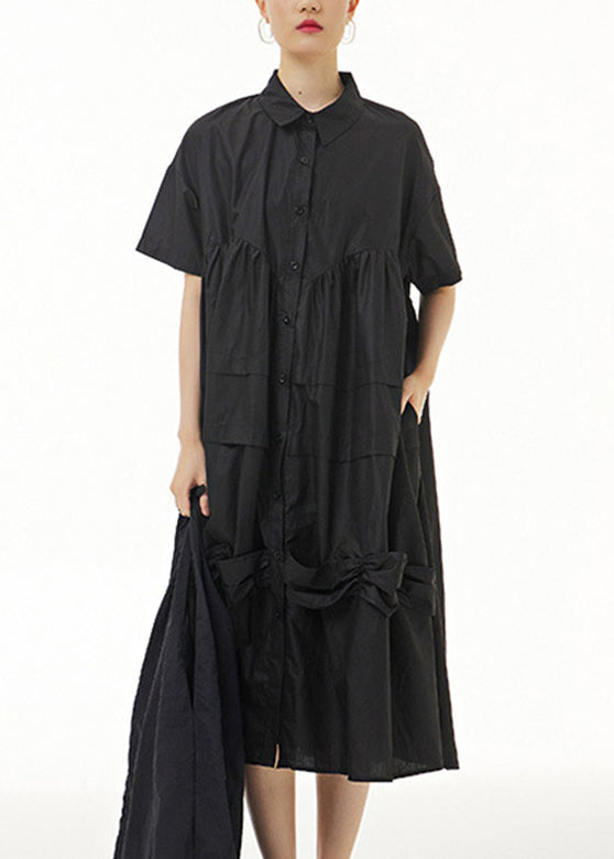 Black Peter Pan Collar Cozy Vacation Long Dresses LY1191 - fabuloryshop