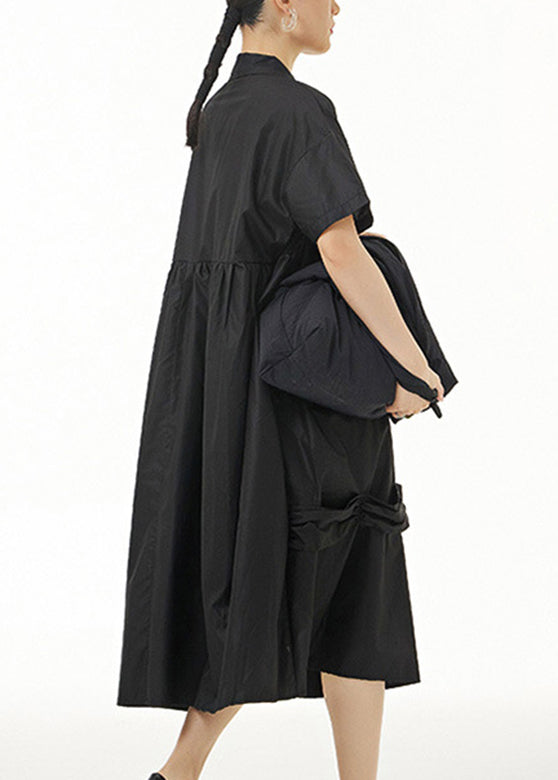 Black Peter Pan Collar Cozy Vacation Long Dresses LY1191 - fabuloryshop