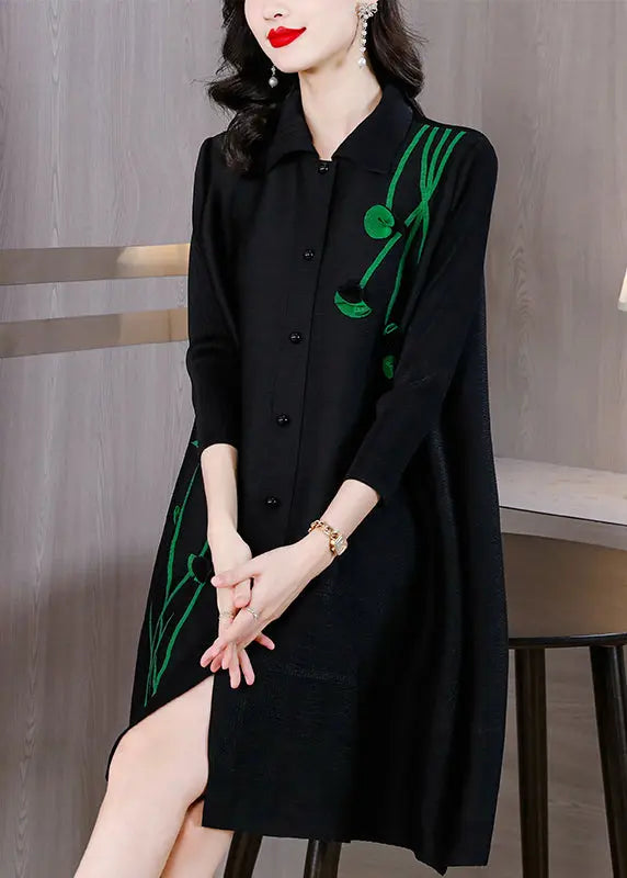 Black Peter Pan Collar Mid Shirts Dresses Fall Ada Fashion