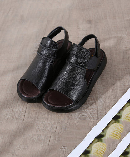 Black Sandals Splicing Wedge Sandals Peep Toe Ada Fashion