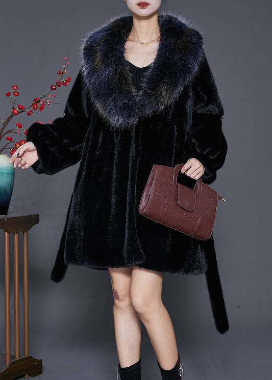 Black Thick Faux Leather And Fur Coat Outwear Oversized Winter Ada Fashion