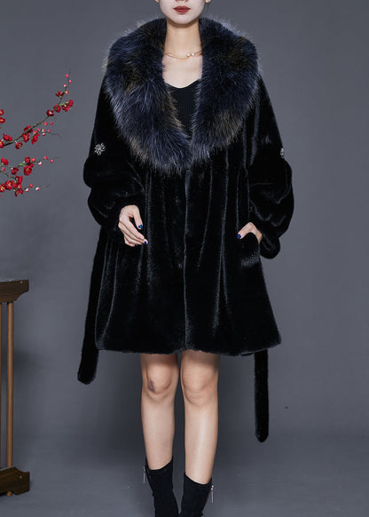 Black Thick Faux Leather And Fur Coat Outwear Oversized Winter Ada Fashion