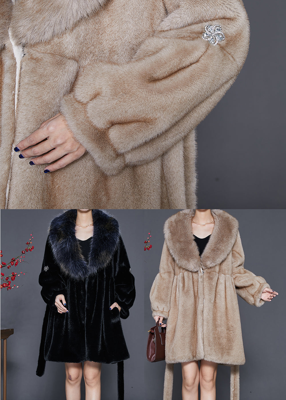 Black Thick Faux Leather And Fur Coat Outwear Oversized Winter Ada Fashion