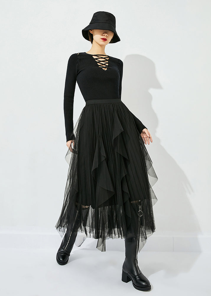 Black Tulle Holiday A Line Skirts High Waist Oversized Summer LY0811 - fabuloryshop