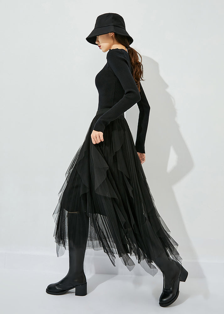 Black Tulle Holiday A Line Skirts High Waist Oversized Summer LY0811 - fabuloryshop