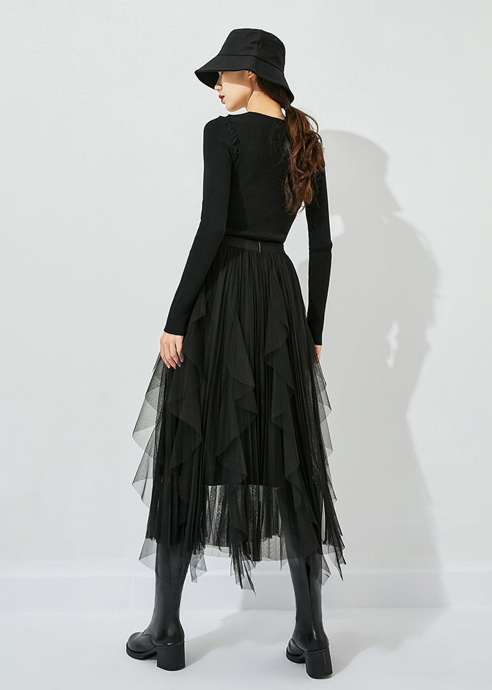 Black Tulle Holiday A Line Skirts High Waist Oversized Summer LY0811 - fabuloryshop