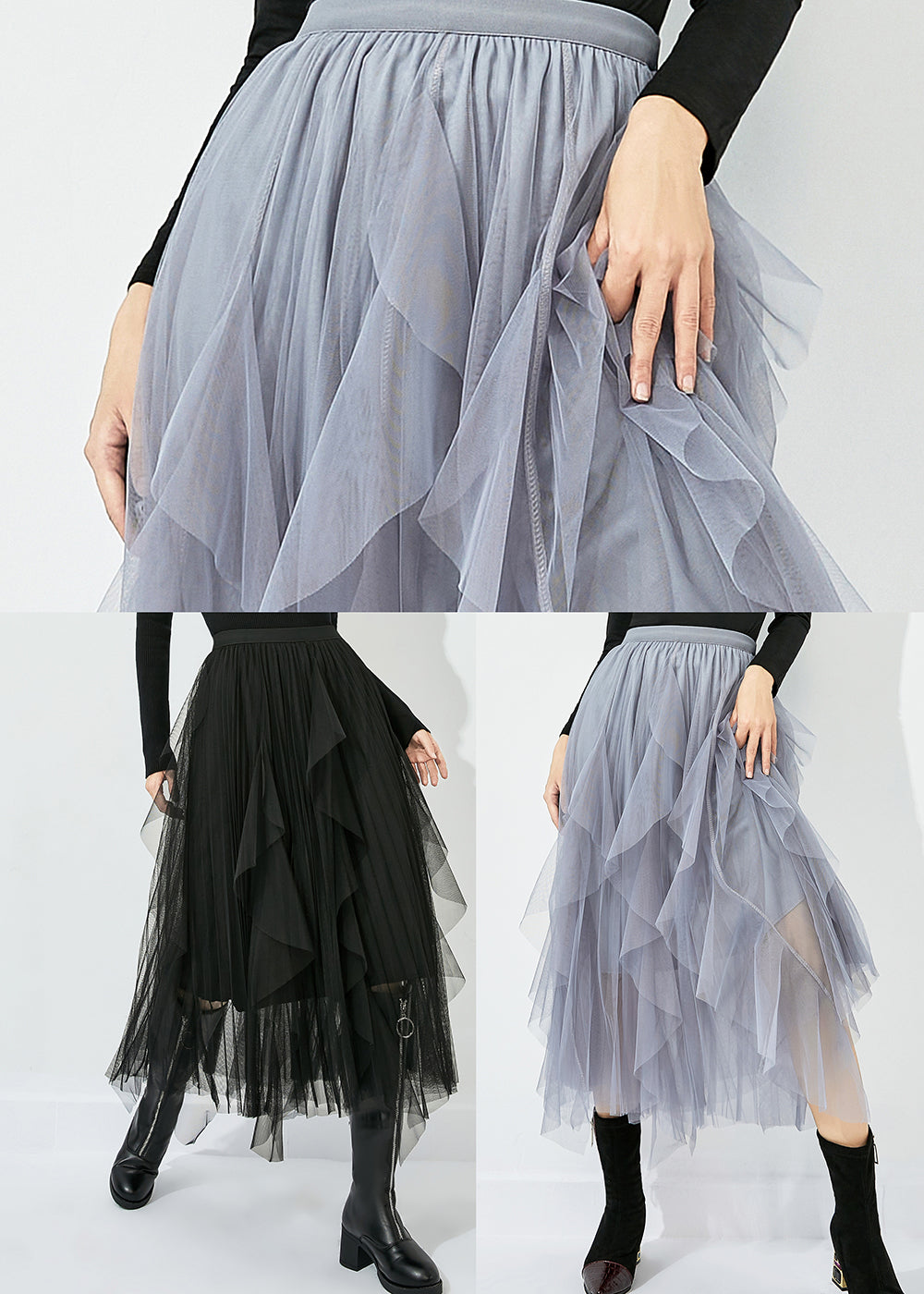 Black Tulle Holiday A Line Skirts High Waist Oversized Summer LY0811 - fabuloryshop