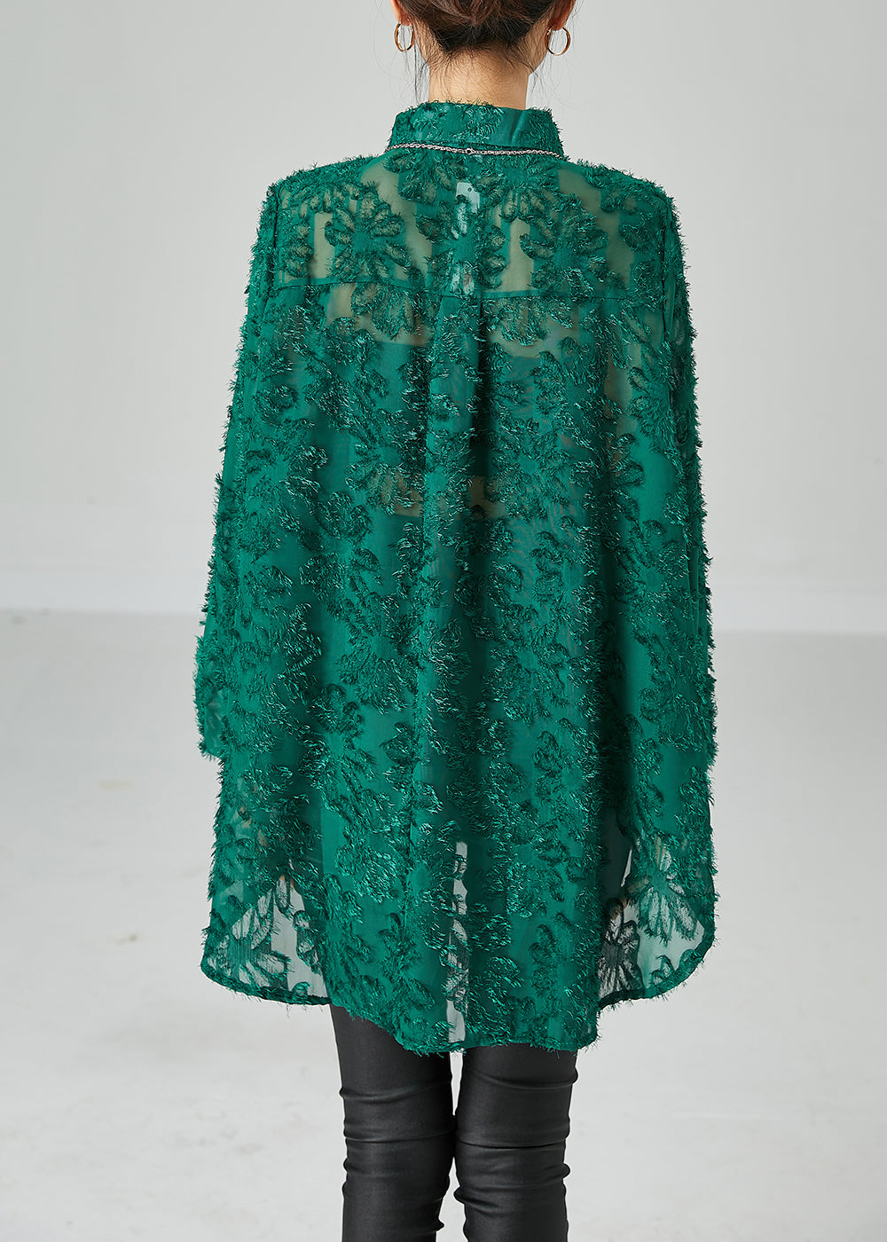 Blackish Green Loose Lace UPF 50+ Shirt Tops Fluffy Summer LY2460 - fabuloryshop