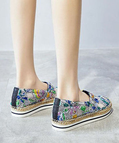 Blue Breathable Mesh Stylish Splicing Embroidery Flat Shoes LY4361 - fabuloryshop