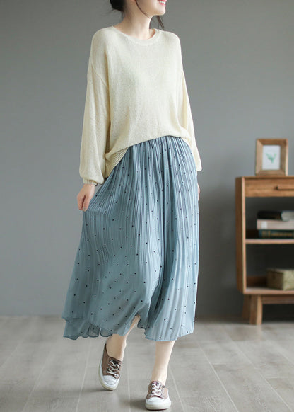 Blue Chiffon Pleated Skirts Oversized Exra Large Hem Summer Ada Fashion