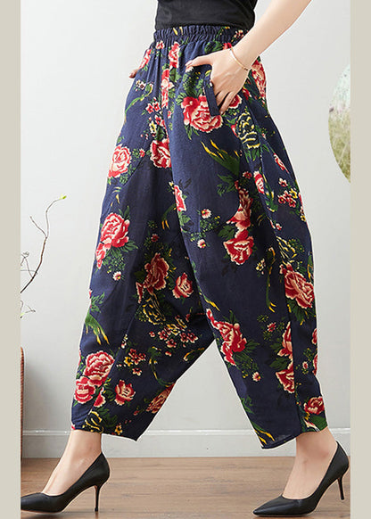 Blue Elastic Waist Lantern Pants Summer TQ1003 - fabuloryshop