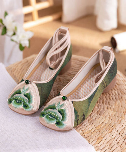 Blue Embroideried Chunky Shoes Cotton Fabric Classy Splicing Ada Fashion