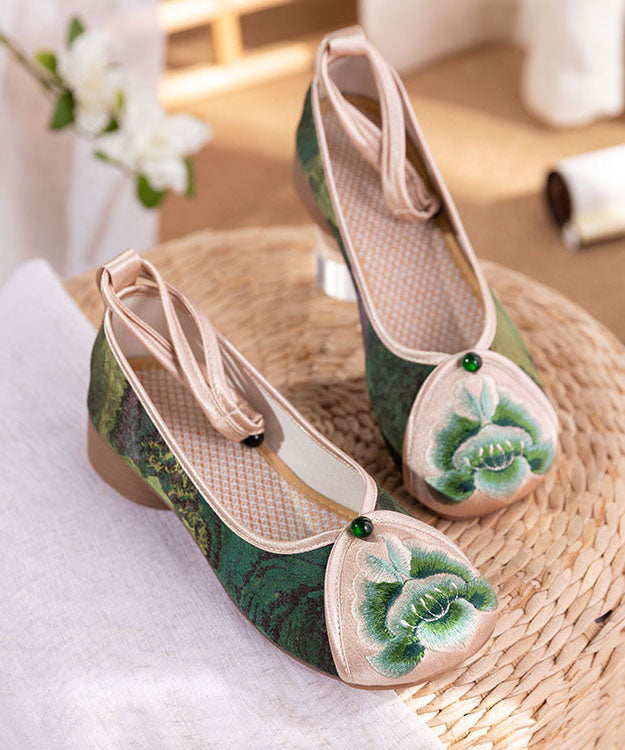 Blue Embroideried Chunky Shoes Cotton Fabric Classy Splicing Ada Fashion