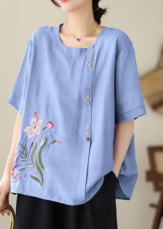 Blue O-Neck T Shirts Short  Sleeve LY2974 - fabuloryshop