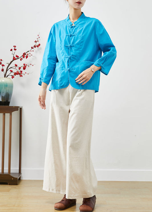 Blue Oriental Linen Two Piece Set Women Clothing Oversized Fall Ada Fashion