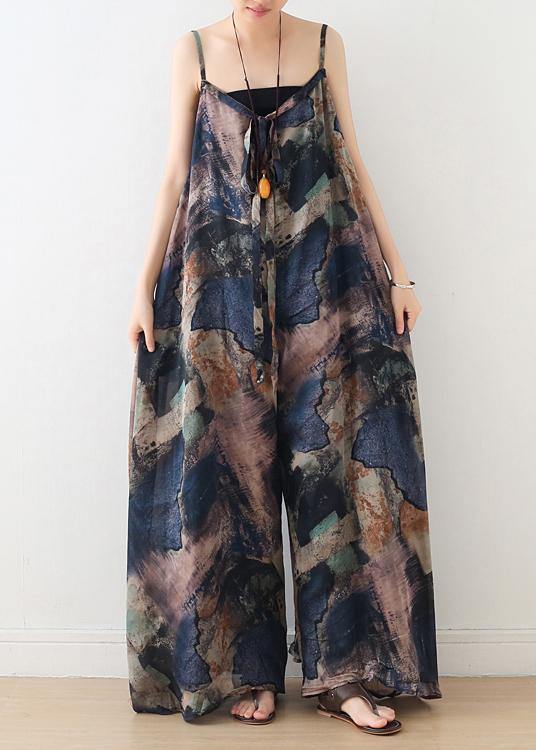 Blue Suspender Print Oversized Jumpsuit - fabuloryshop