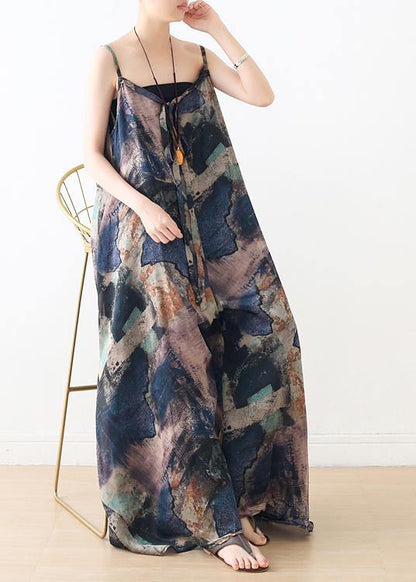 Blue Suspender Print Oversized Jumpsuit - fabuloryshop