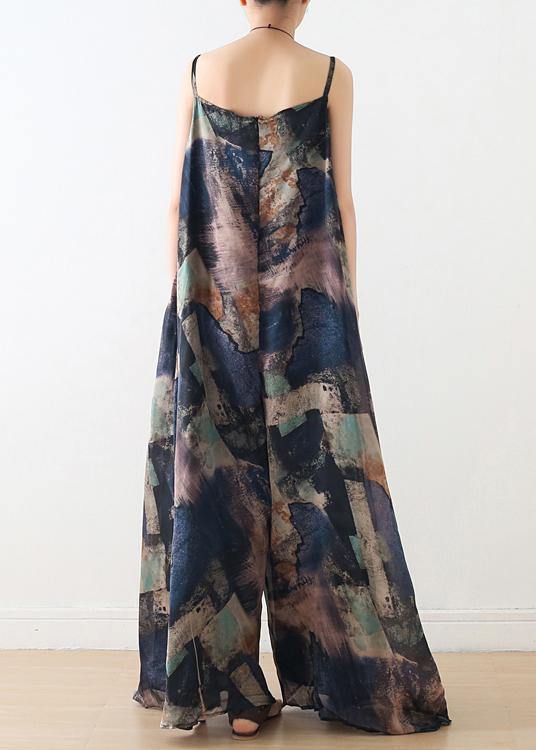 Blue Suspender Print Oversized Jumpsuit - fabuloryshop