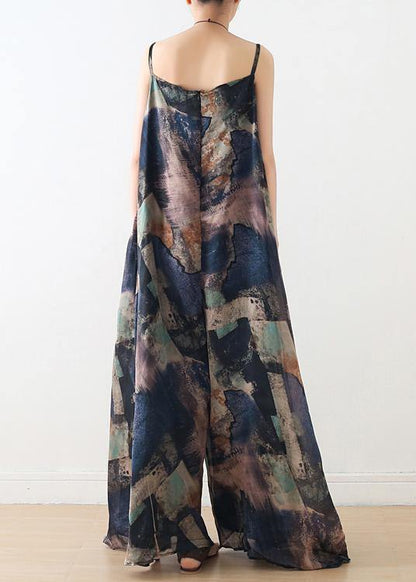 Blue Suspender Print Oversized Jumpsuit - fabuloryshop