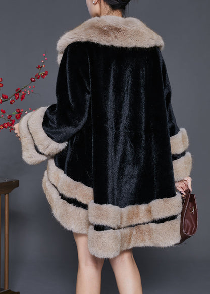 Bohemian Black Fur Collar Oversized Fuzzy Fur Fluffy Coat Winter Ada Fashion