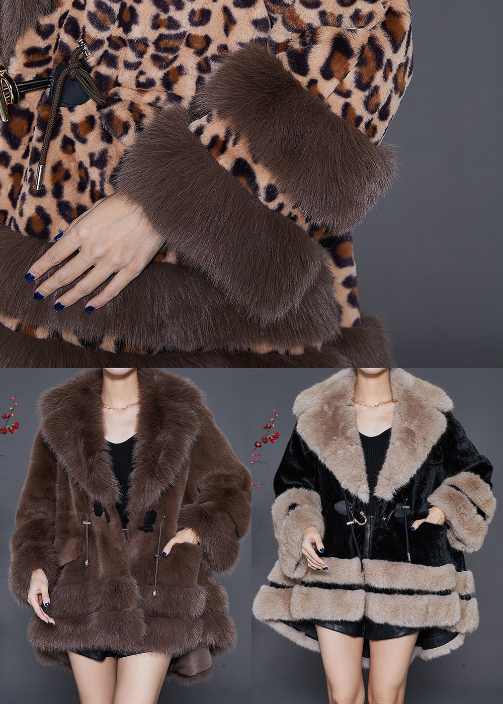 Bohemian Black Fur Collar Oversized Fuzzy Fur Fluffy Coat Winter Ada Fashion