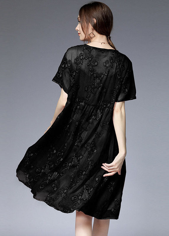 Bohemian Black O-Neck Embroideried Patchwork Dresses Two Pieces Set Summer LY0032 - fabuloryshop