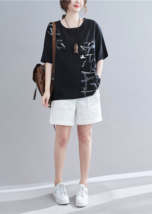 Bohemian Black Oversized Patchwork Print Cotton Tank Summer LY2375 - fabuloryshop