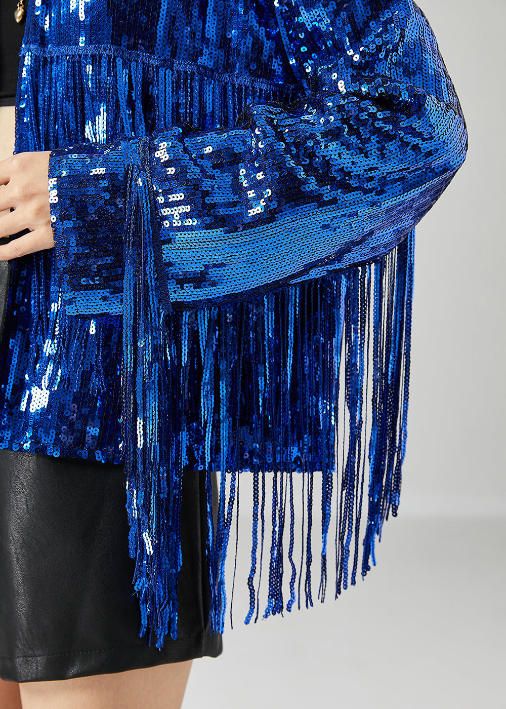 Bohemian Blue Sequins Patchwork Tassel Coats Summer LY6788 - fabuloryshop