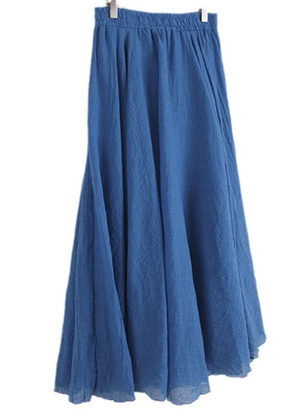 Bohemian Blue Wrinkled Elastic Waist Cotton Skirt Summer LY2127 - fabuloryshop