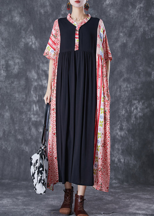 Bohemian Colorblock Ruffled Patchwork Cotton Maxi Dresses Summer LY7084 - fabuloryshop